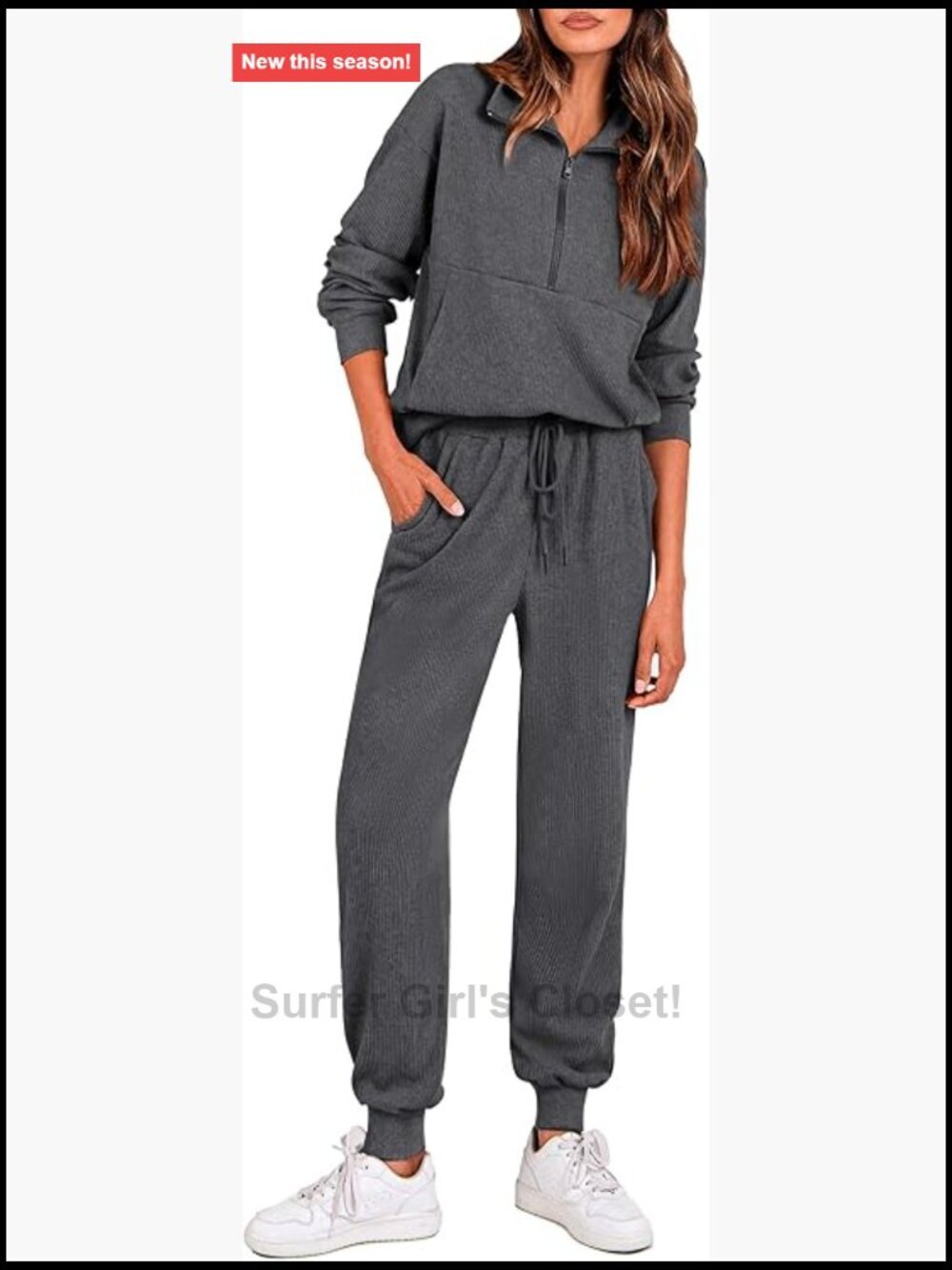 Two Piece Lounge Set Zip Up Sweatshirt Jogger Pants Track Suit Travel Outfit